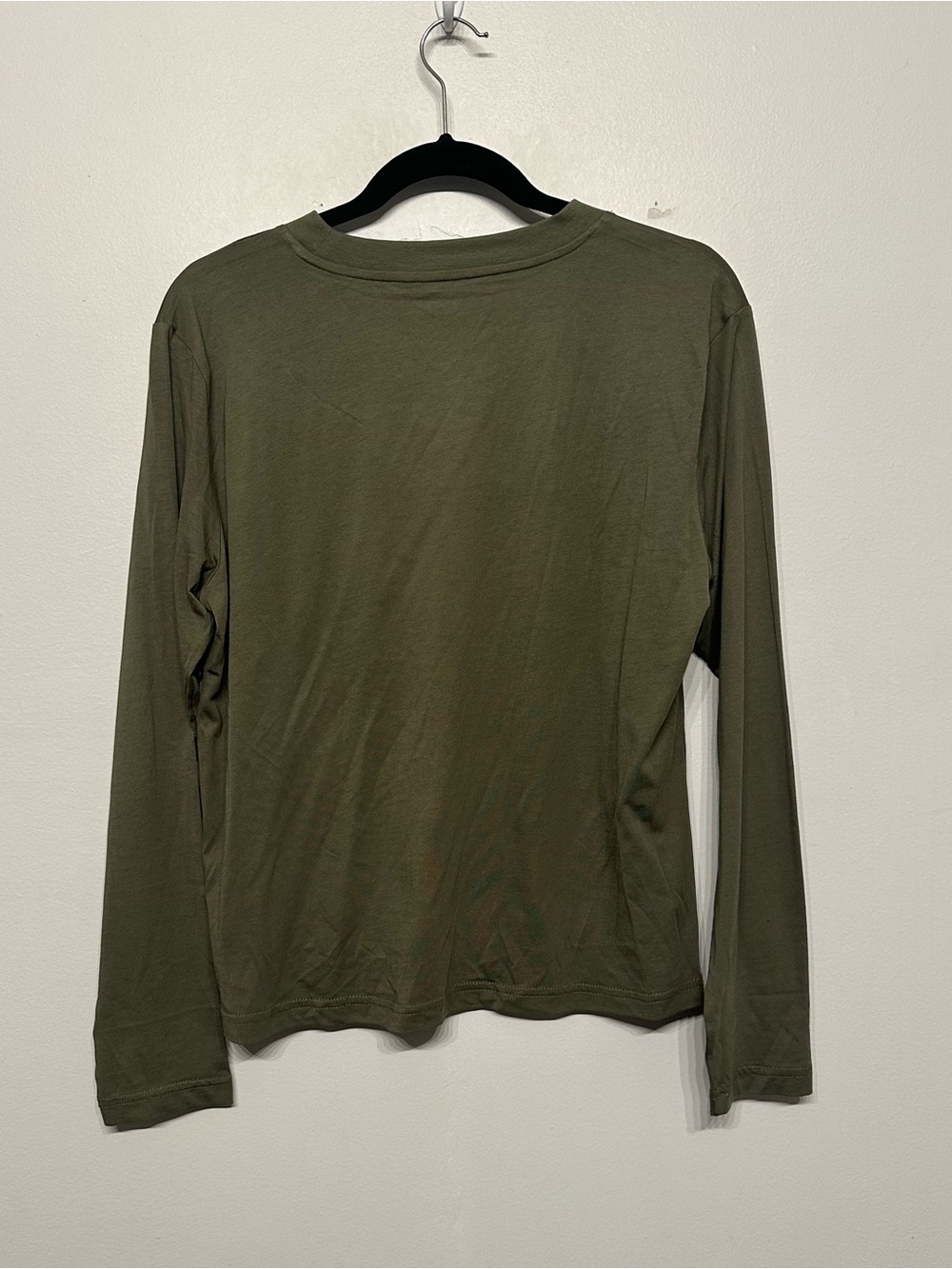 Quince Cotton Modal Relaxed Long Sleeve Tee Dark Olive Medium - Picture 4 of 8